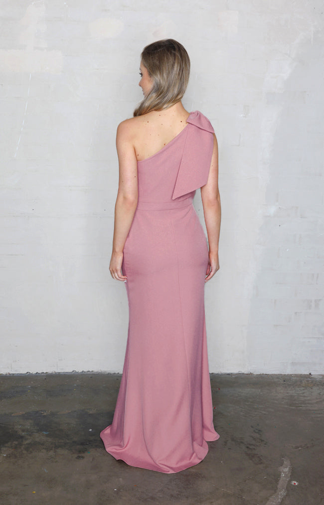 Fleur Crepe Gown Detachable Bow - Dusty Rose 0324