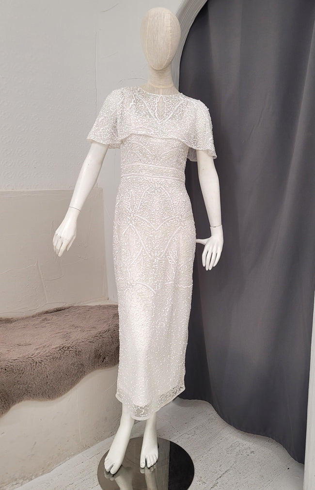 Verona Hand Beaded Cape - Ivory