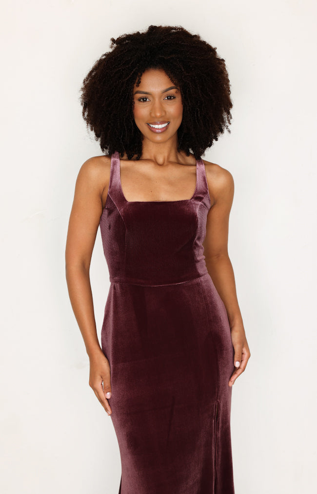 Portia Velvet Gown - Damson