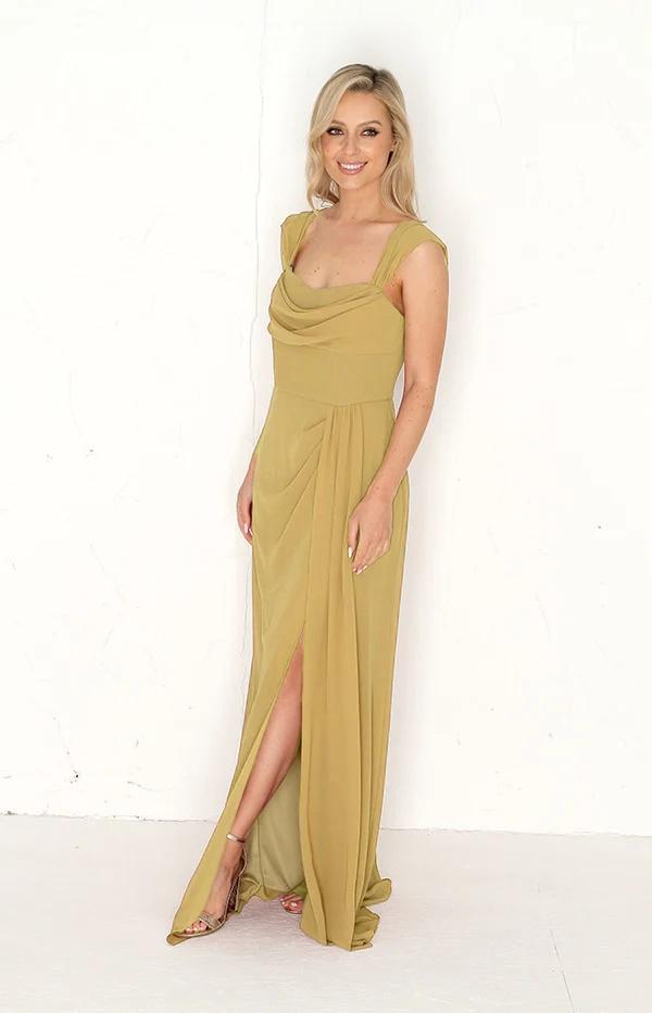 Austen Chiffon Gown - Desert Sand