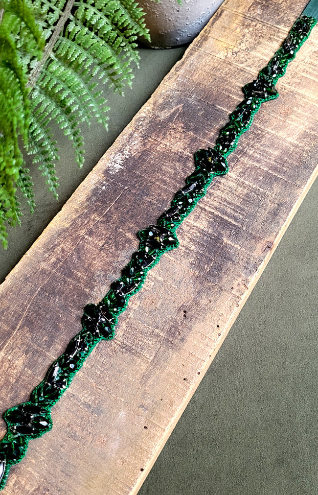 Baker Beaded Belt - Forest Green