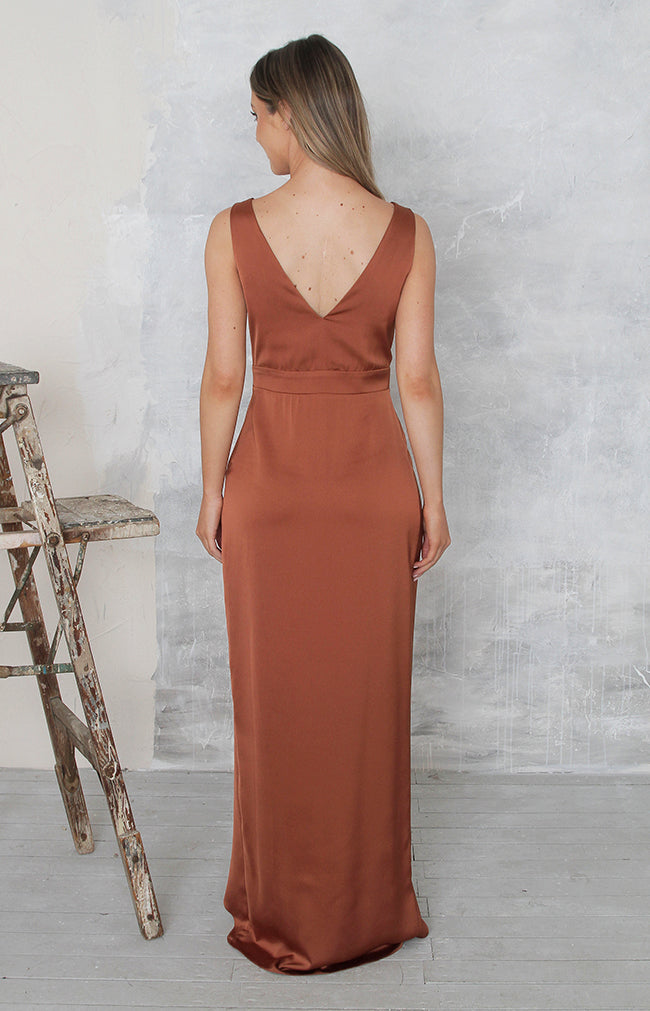 Fabia High Back Gown - Rust 1222