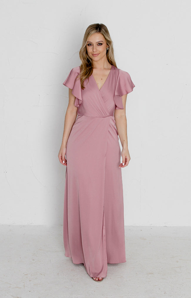Della Satin Gown - Dusty Rose