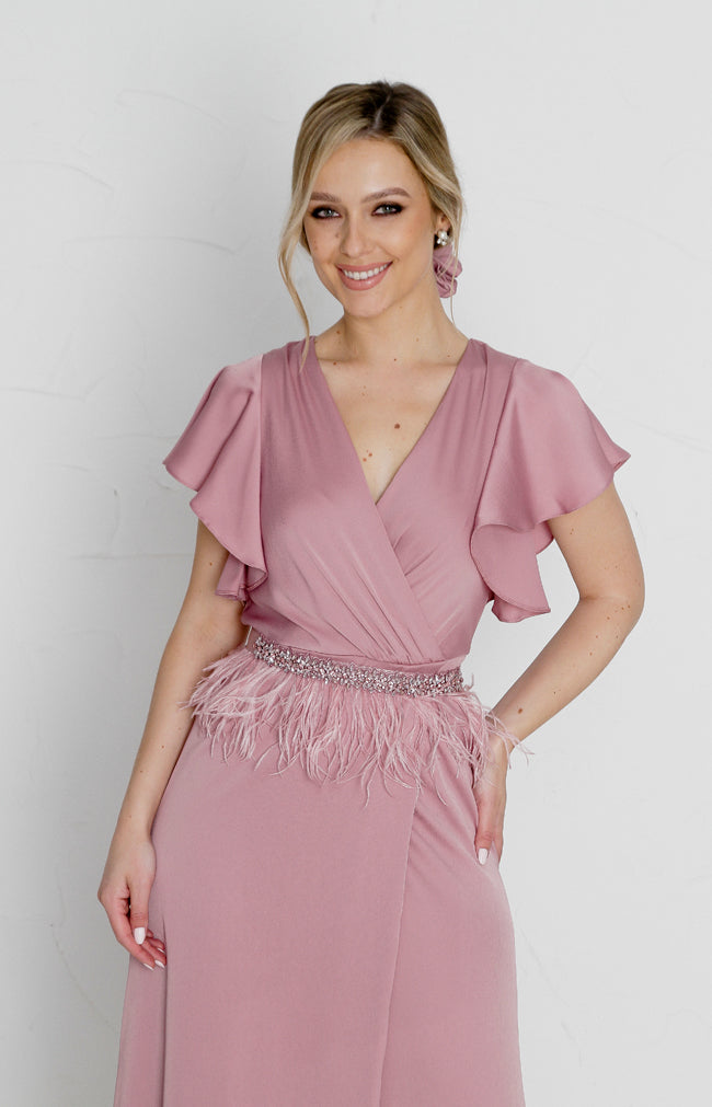 Della Satin Gown - Dusty Rose
