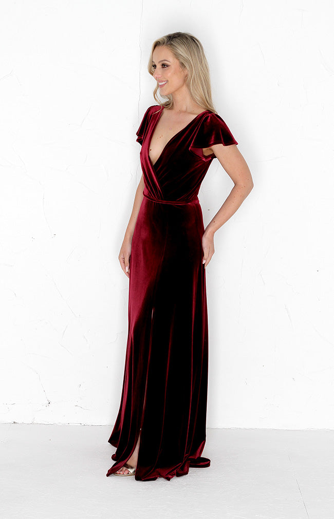 Tallie Velvet Gown - Burgundy