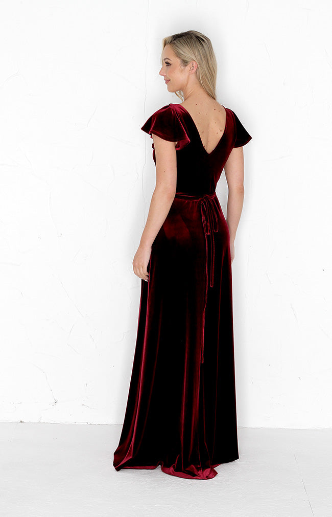 Tallie Velvet Gown - Burgundy