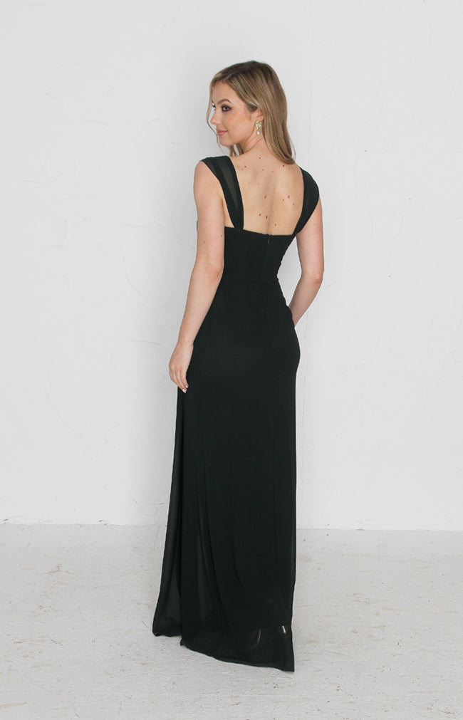 Austen Chiffon Gown - Forest Green