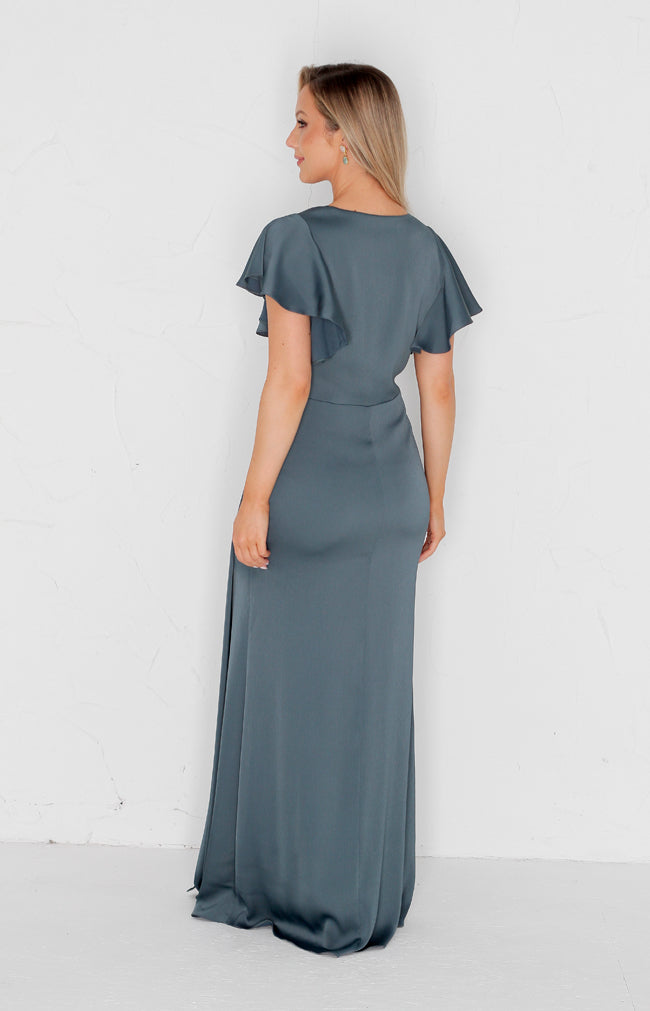 Marley Satin Gown - Petrol