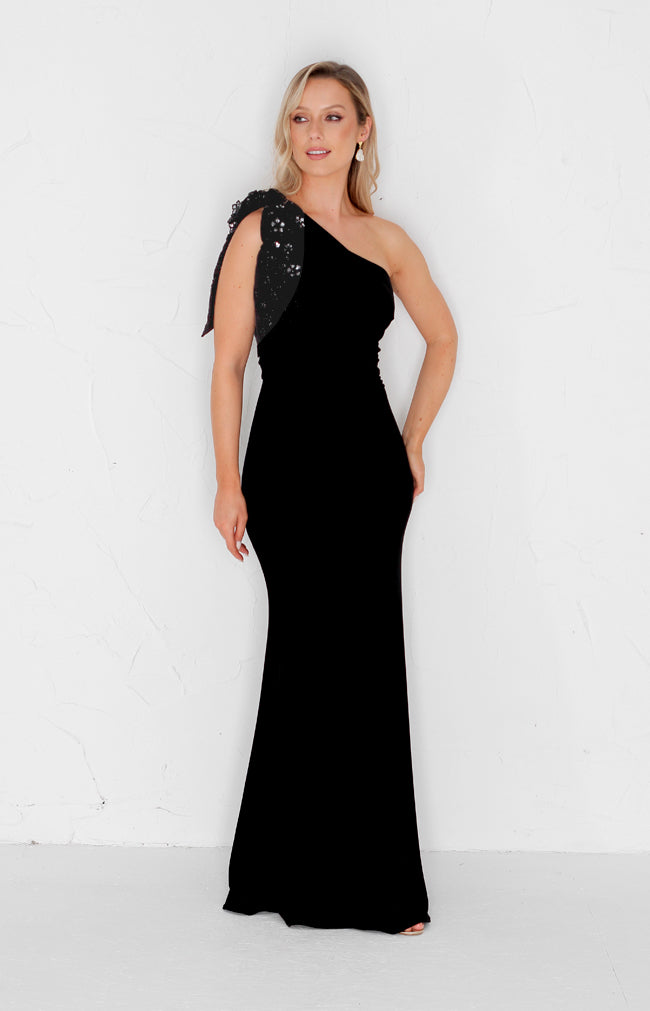 Fleur Velvet Gown - Black