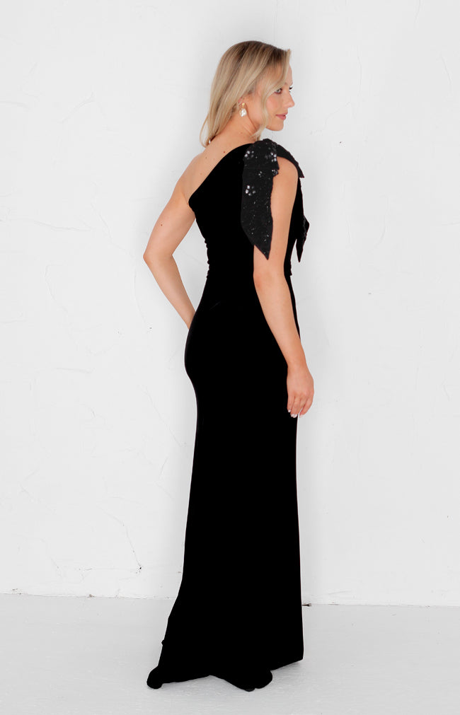 Fleur Velvet Gown - Black