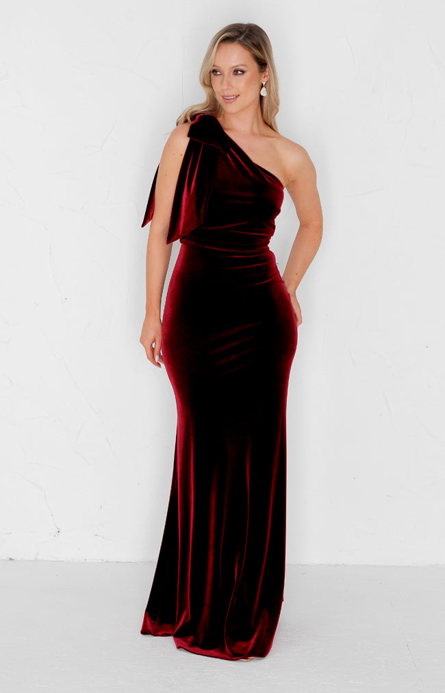 Fleur Velvet Gown - Burgundy