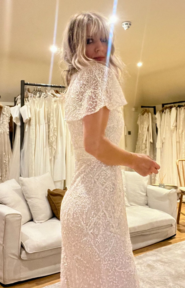 Verona Hand Beaded Cape - Ivory