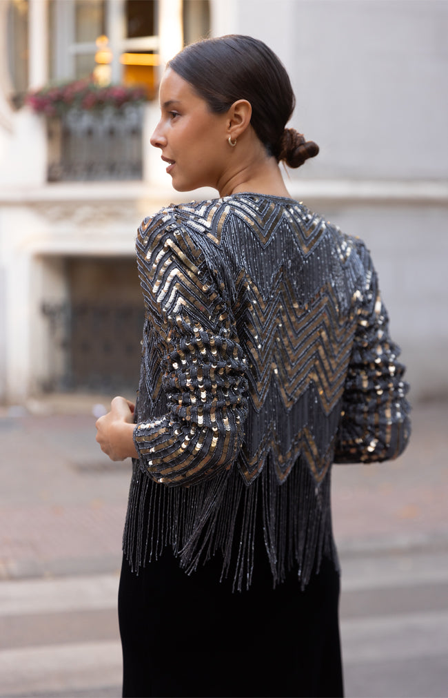 Stevie Hand Beaded Jacket - Limited Edition Charcoal