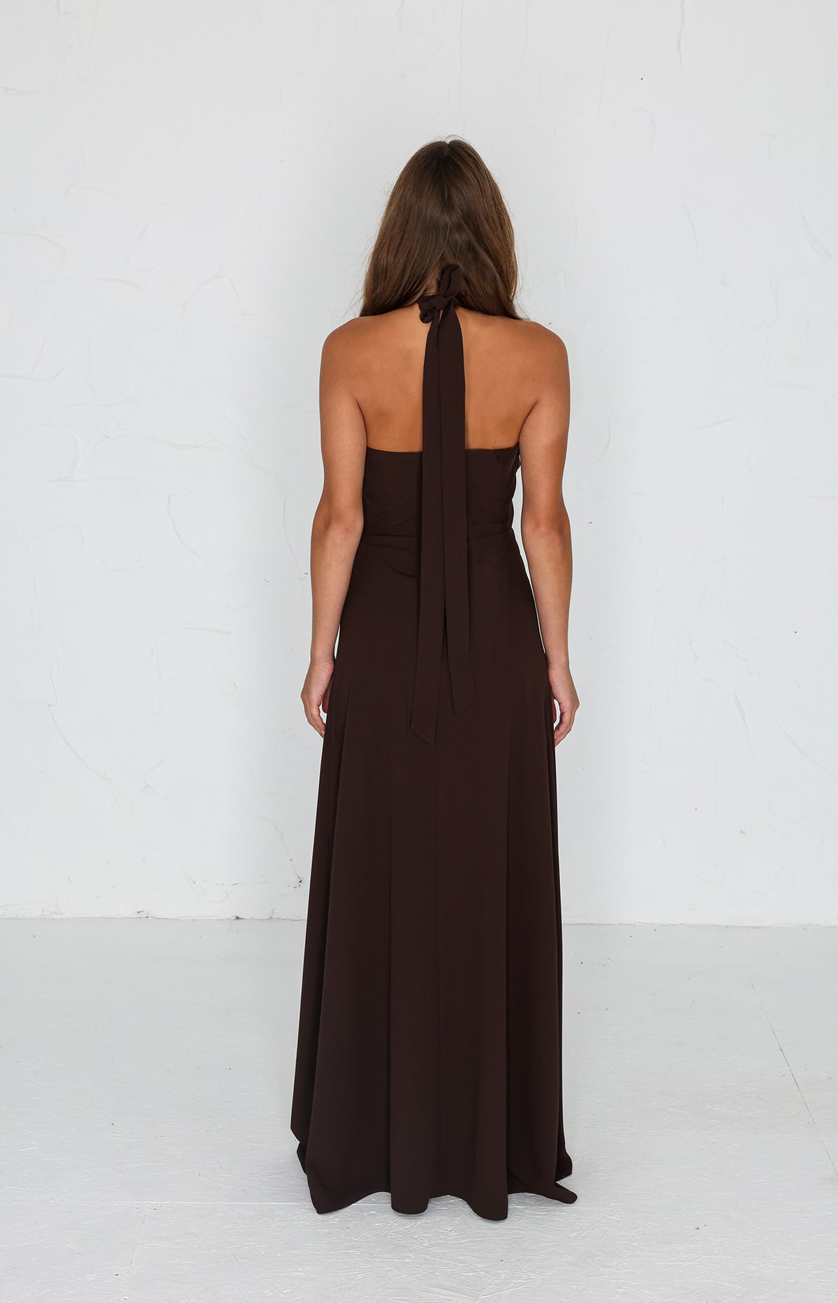 Millie Crepe Gown - Chocolate