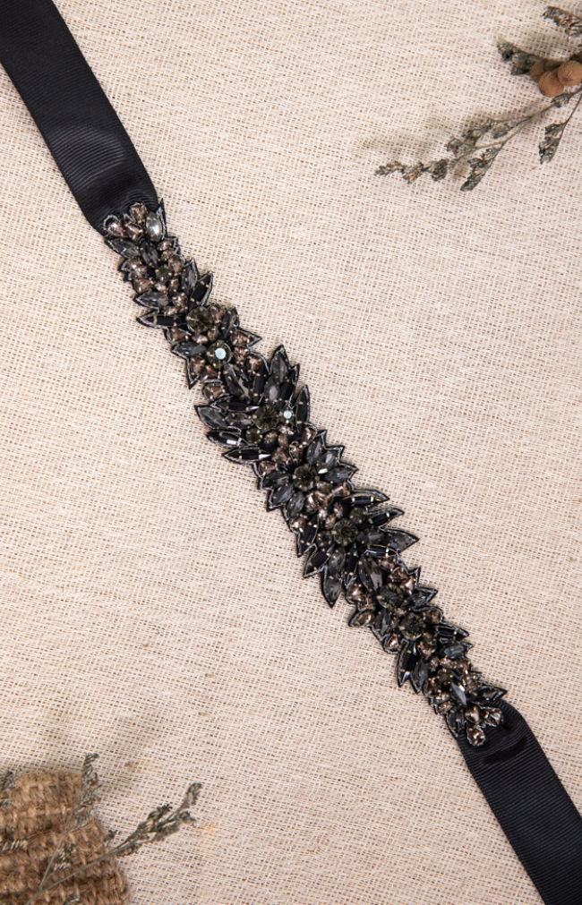 Emaline Beaded Belt - Black