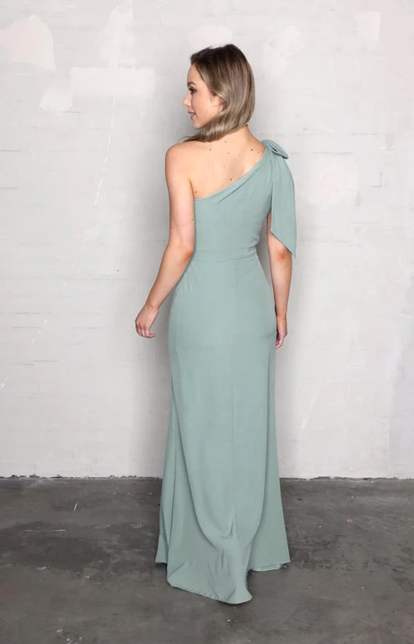Fleur Crepe Gown Detachable Bow - Sage 0124