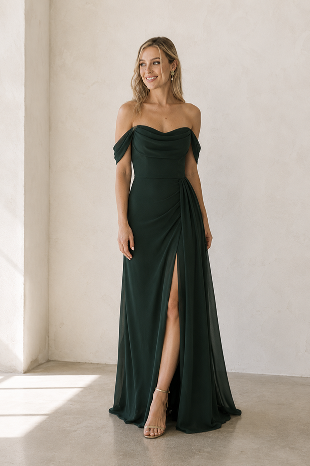 Austen Chiffon Gown - Forest Green AS