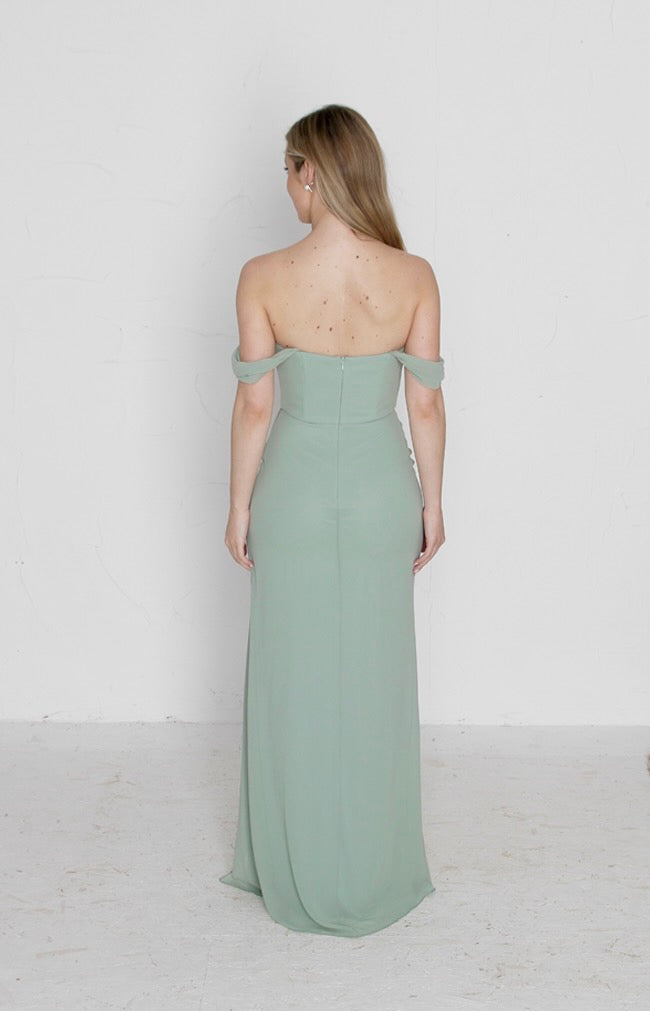 Austen Chiffon Gown - Sage
