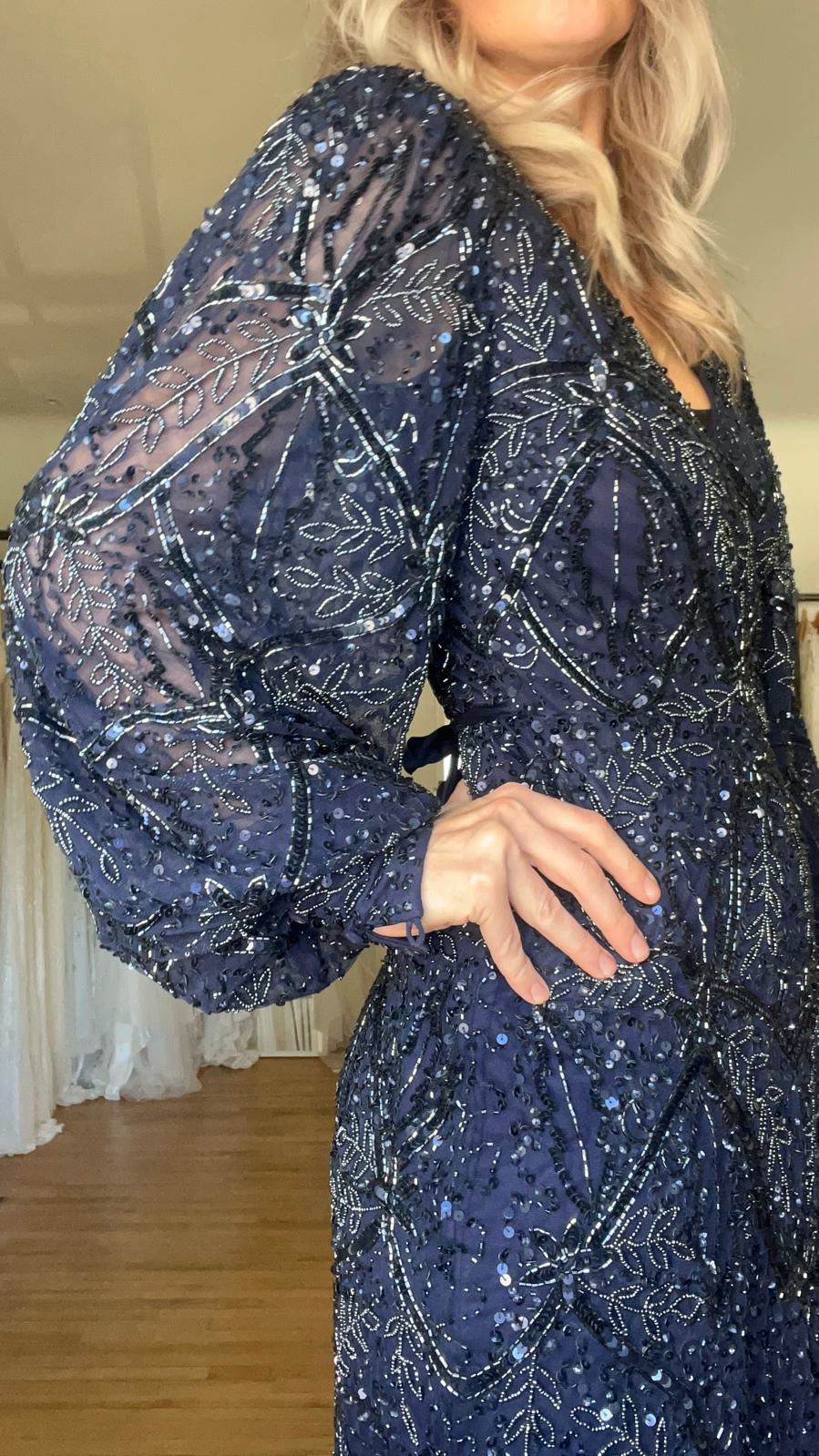Cara Dress  (Hand Beaded) - Midnight