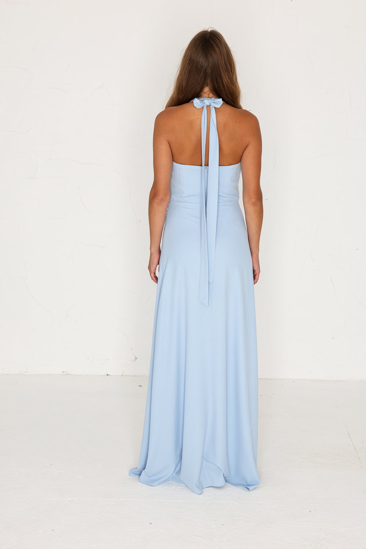 Millie Crepe Gown  - Cashmere Blue