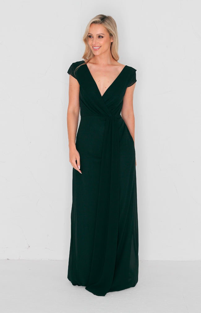 Eden Chiffon Gown - Forest Green