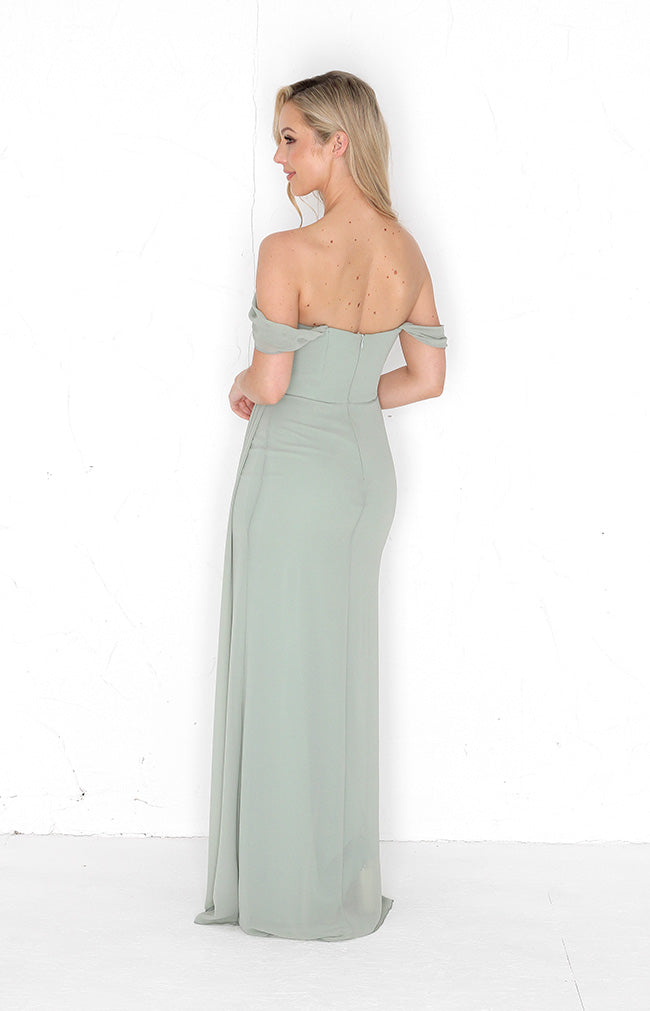 Austen Chiffon Gown - Sage