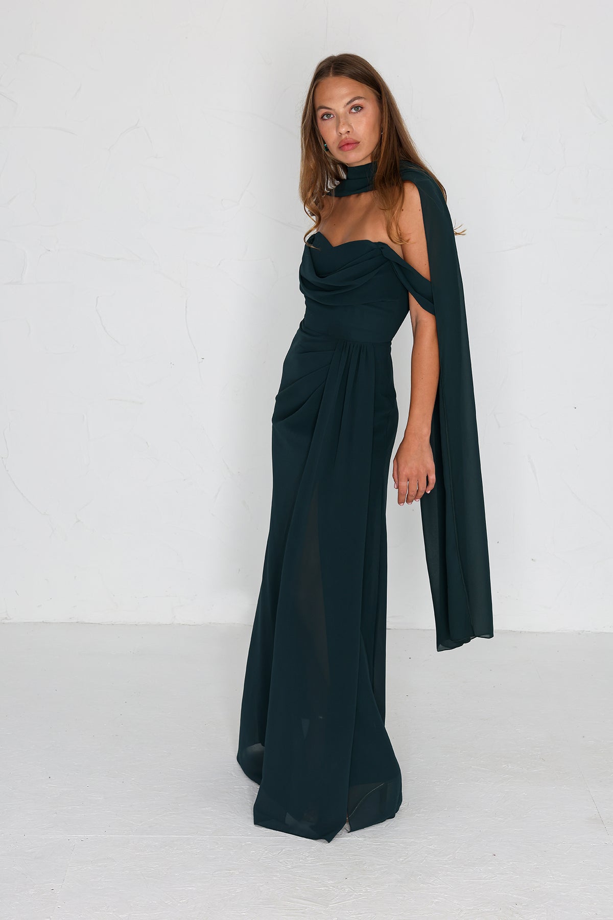 Austen Chiffon Gown - Forest Green AS