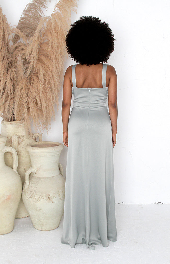 Lopez Satin Gown - Sage 0822