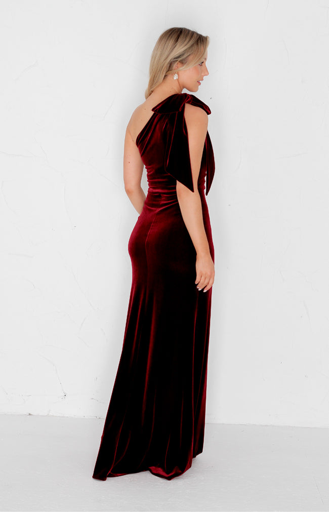 Fleur Velvet Gown  - Burgundy
