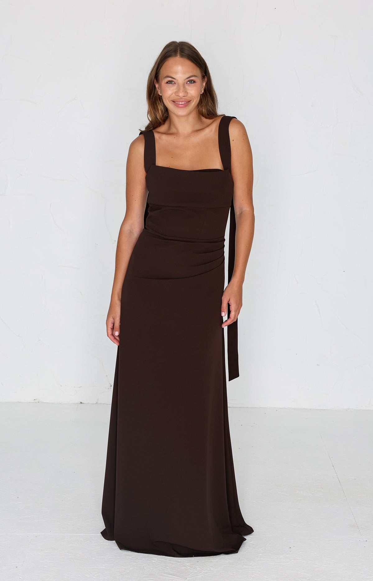 Millie Crepe Gown - Chocolate