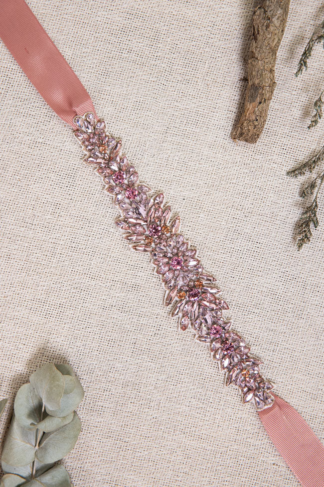 Emaline Beaded Belt - Pink