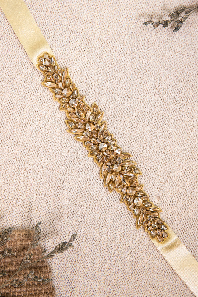 Emaline Beaded Belt - Gold