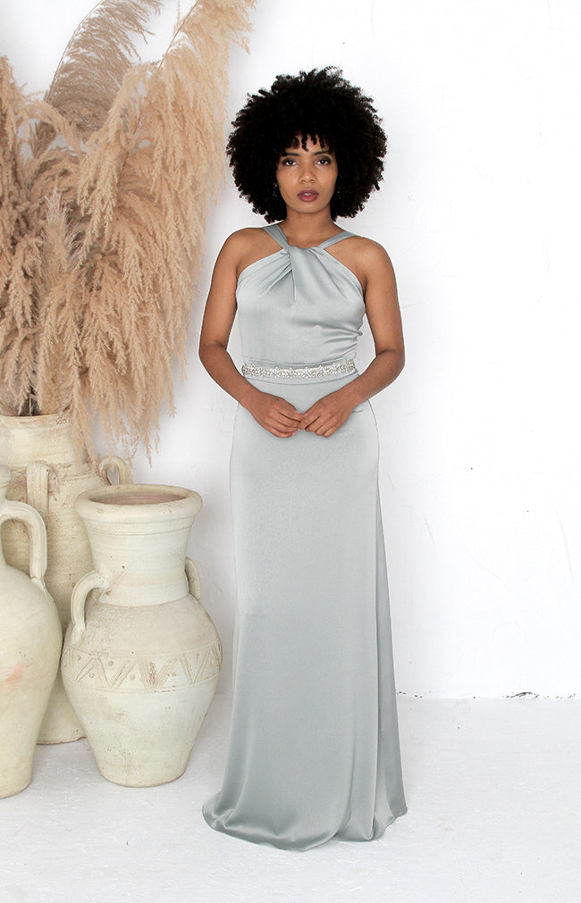 Lopez Satin Gown - Sage
